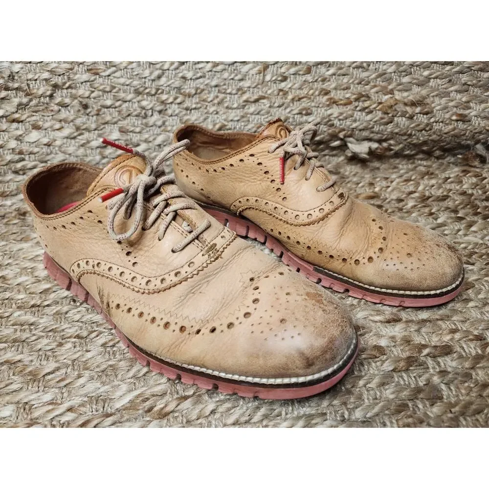 Cole Haan Zerogrand Wingtip Oxford Taos Nubuck Brown Dress Shoes Size 8